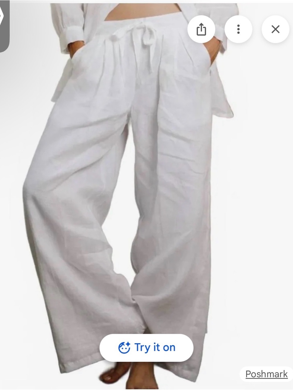 Cleobella White Wide Leg Cotton Pants Handmade